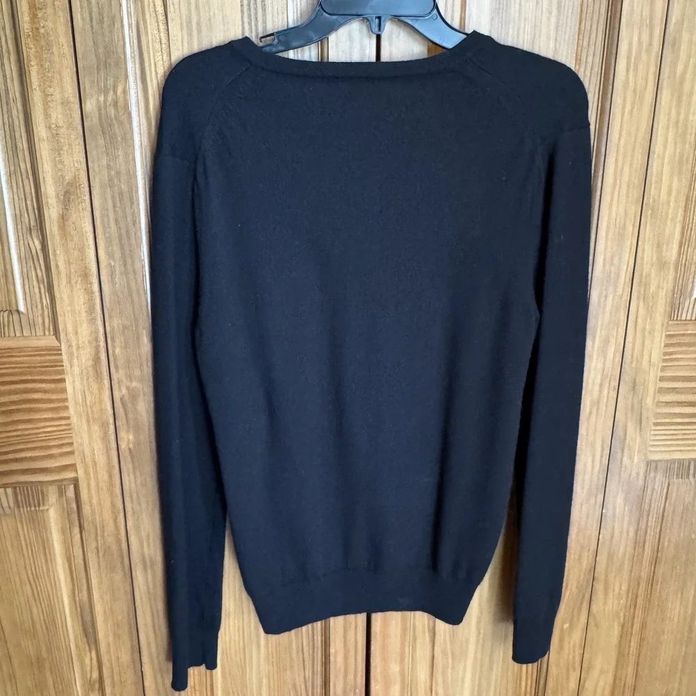 Express Merino‎ Wool V-Neck Sweater Black Men's Medium Extra Fine Knit